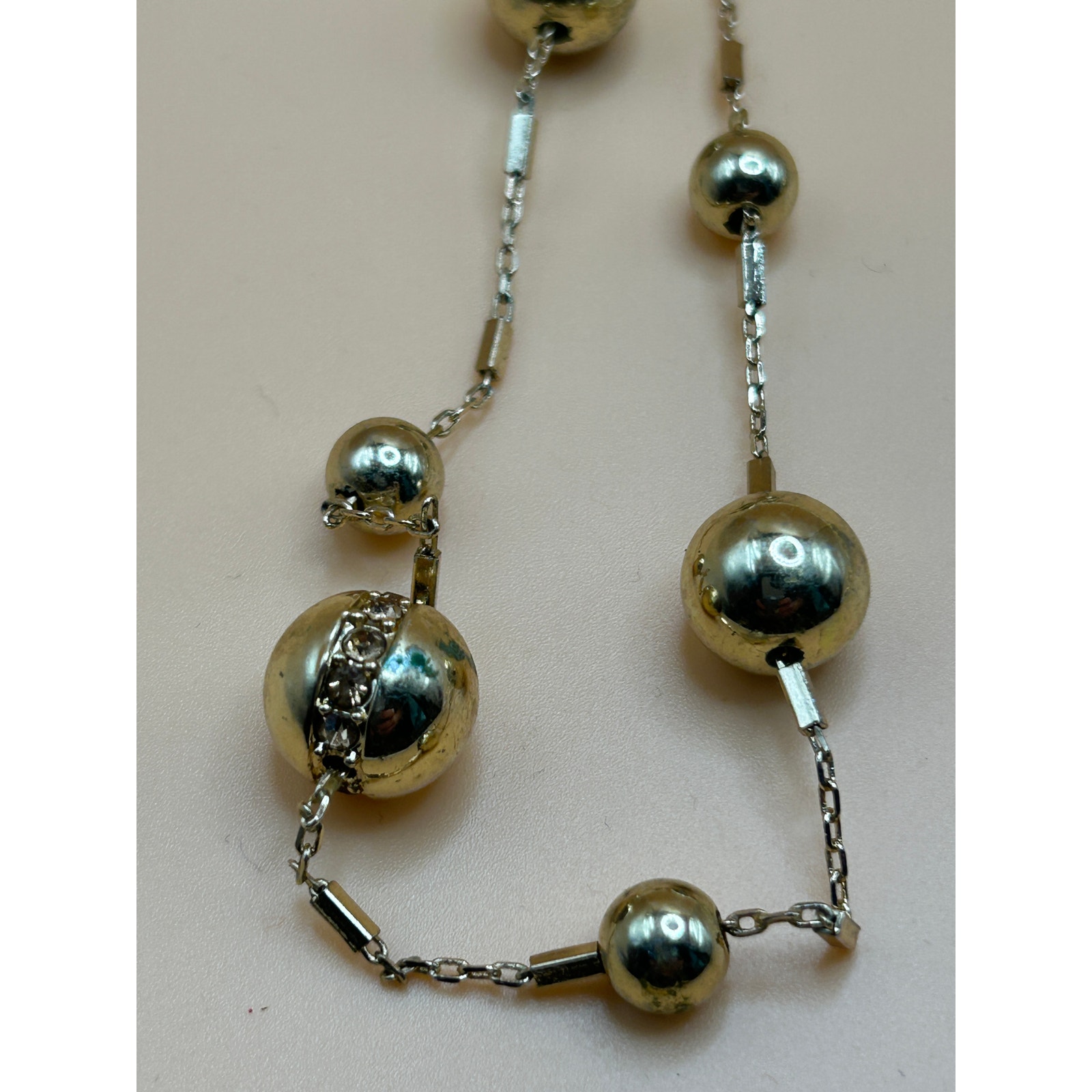 Coldwater Creek Long Gold Beaded Necklace 48 Layering Chain 12$